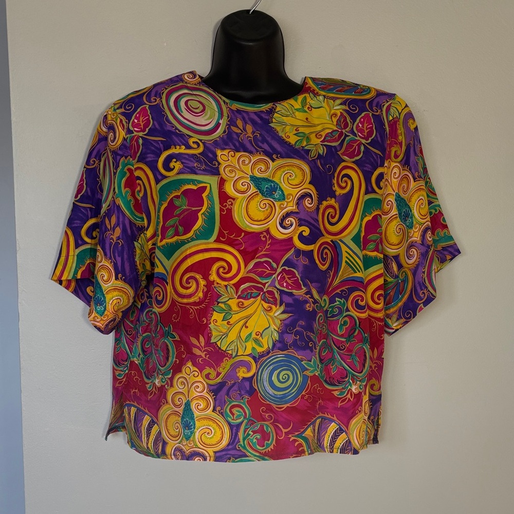 Vintage Pat Argenti Women’s Colorful Abstract Women's Top sz 10
